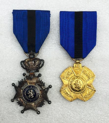 ABL : RARE 2 ORDRES LEOPOLD II MÉDAILLE D'OR + CHEVALIER - 2 DEVISES ORIGINAL
