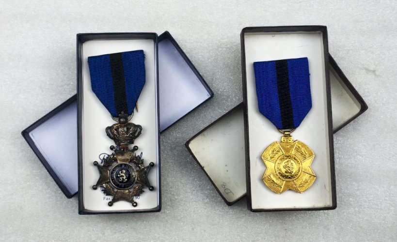 ABL : RARE 2 ORDRES LEOPOLD II MÉDAILLE D'OR + CHEVALIER - 2 DEVISES ORIGINAL