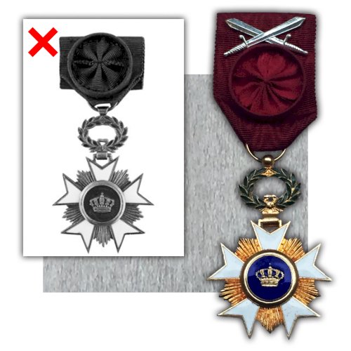 ABL : RARE OFFICIER AVEC ÉPÉES DE L'ORDRE DE LA COURONNE BELGE XX ORIGINAL