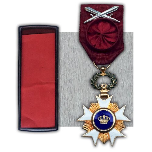 ABL : RARE OFFICIER AVEC ÉPÉES DE L'ORDRE DE LA COURONNE BELGE XX ORIGINAL