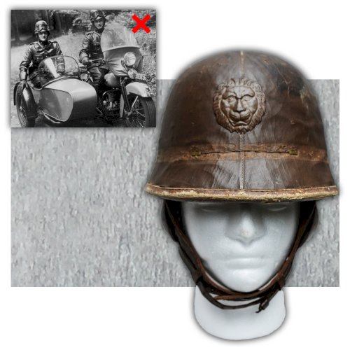 ABL : RARISSIME CASQUE DE MOTOCYCLISTE BELGE M38 LEOPOLD III ORIGINAL