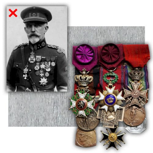 ABL : TRES RARE : BARETTE 9 MÉDAILLES BELGES + EPAULETTES - WW1 ALBERT 1ER ORIGINAL