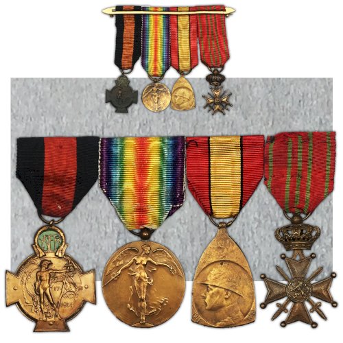 ABL : TRES RARE LOT CROIX D'YSER + MINIATURES WW1 ALBERT 1ER ORIGINAL