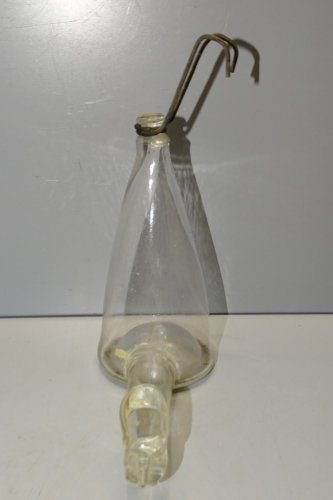 -ABREUVOIR POUR CAGE A OISEAU VERRE SOUFFLE XVIIIe COLLECTION VITRINE    D