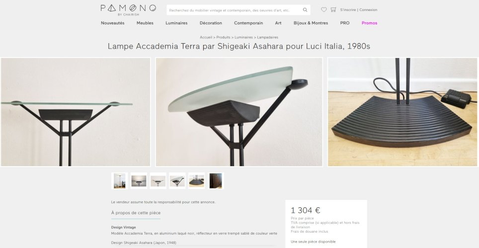 ✨✨✨ Accademia Terra - Magnifique lampadaire 1980’s Accademia Terra par Shigeaki Asahara pour LUCITALIA, excellent état ✨✨✨