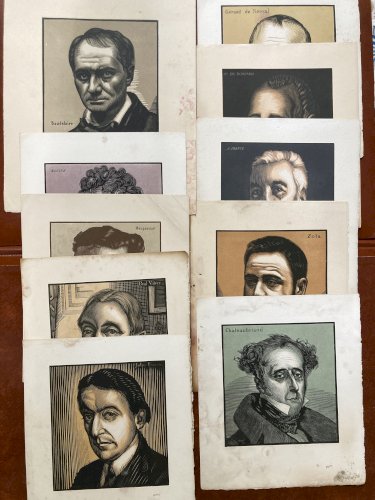 Achille Ouvré 10 gravures Baudelaire Ronsard Racine de Nerval Zola Chateaubriand Maupassant P Valéry J Romain A France 