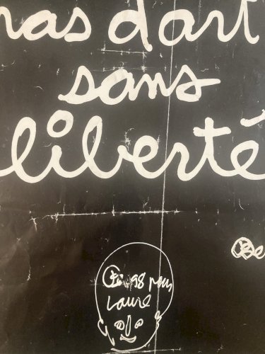 Affiche  avec Dessin Ben Vautier 1998 Signée Original A La Main Peinture