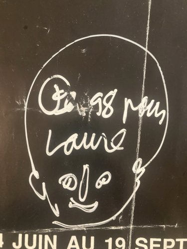 Affiche  avec Dessin Ben Vautier 1998 Signée Original A La Main Peinture