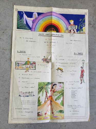 AFFICHE CLUB DE JEUNESSE SOIREE SAINT SYLVESTRE 1941 A L'AQUARELLE
