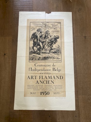 Affiche  Lithographie 1930 Art Flamant Gravure Centenaire Indépendance Belge