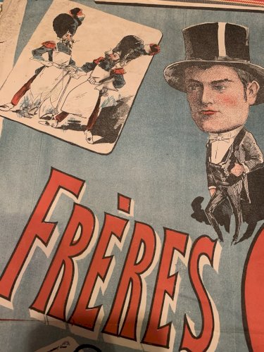 Affiche XIXe spectacle de rue les frères Gidon lith Vve Barbat