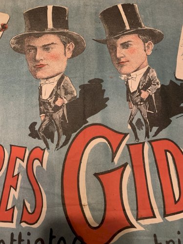 Affiche XIXe spectacle de rue les frères Gidon lith Vve Barbat