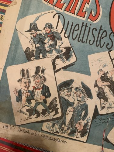 Affiche XIXe spectacle de rue les frères Gidon lith Vve Barbat