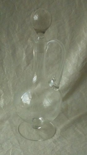 AIGUIERE CARAFE A VIN BLANC EN CRISTAL GRAVE DECOR RAISON FEUILLES DE VIGNES**