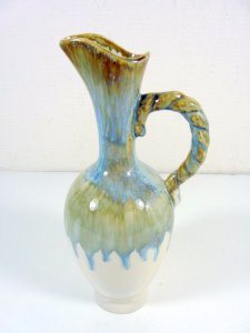 Ceramic Enameled Jug with Drip Decoration, Excellent Condition
