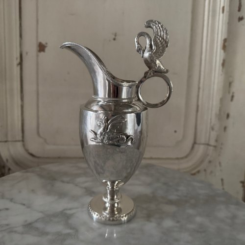 Aiguière en argent début XIXe prise à décor de cygne M3590