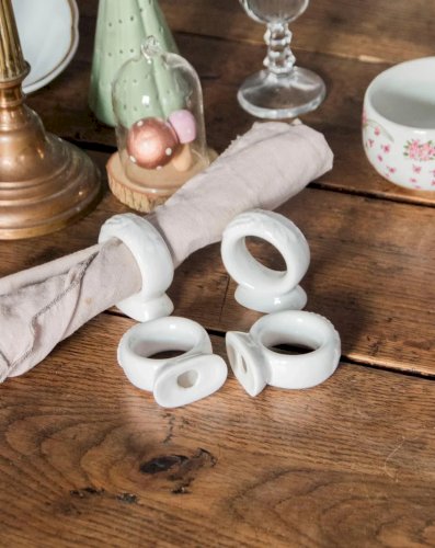 Alix, le lot de 4 ronds de serviettes en faïence N°514