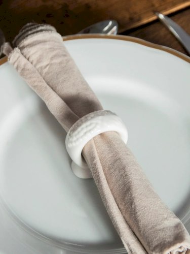 Alix, le lot de 4 ronds de serviettes en faïence N°514