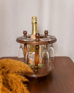 Alix, the wooden glasses and bottle display N°552