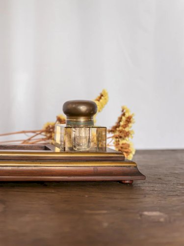 Alix, l'encrier double en bois N°548