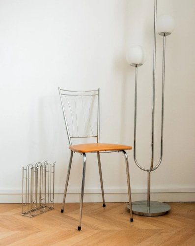 Alma, la chaise en chrome et simili cuir N°1246