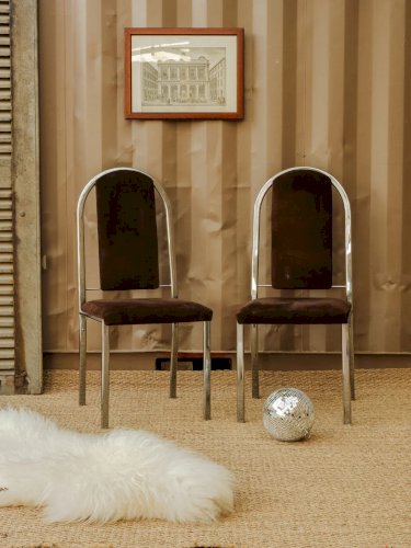 Alma, la paire de chaises chromées en velours N°1035