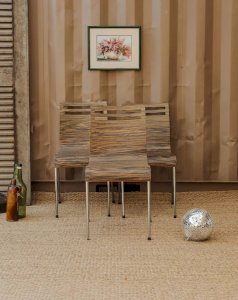 Alma, the set of 3 wooden and metal chairs No. 1032