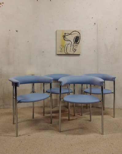 Alma, le lot de 4 chaises Space Age bleues N°1037