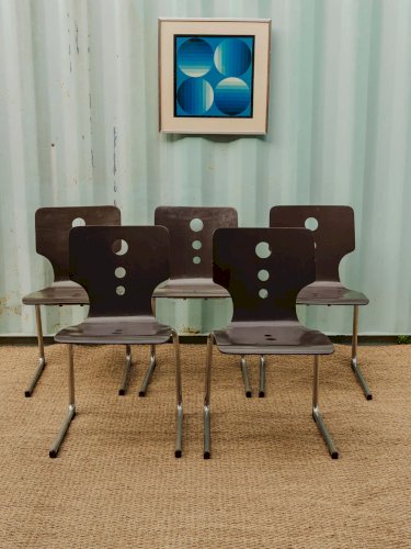 Alma, le lot de 5 chaises en bois et métal N°1118