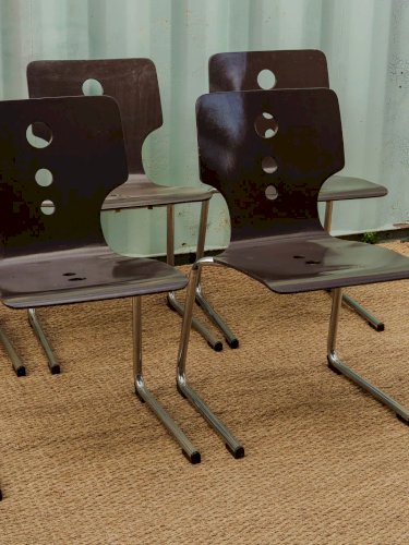 Alma, le lot de 5 chaises en bois et métal N°1118