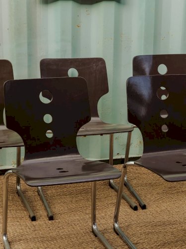 Alma, le lot de 5 chaises en bois et métal N°1118