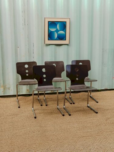 Alma, le lot de 5 chaises en bois et métal N°1118