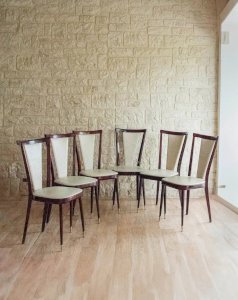 Alma, the set of 6 Baumann chairs in leather No. 1091