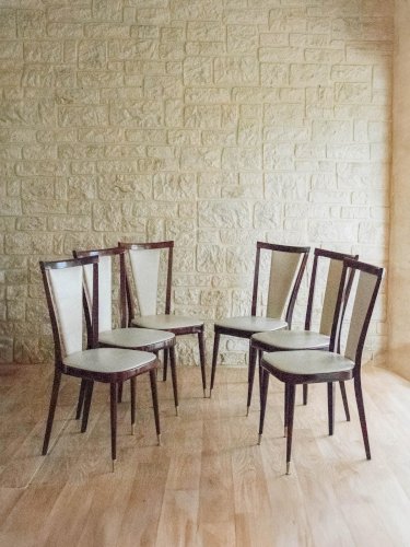 Alma, le lot de 6 chaises Baumann en cuir N°1091