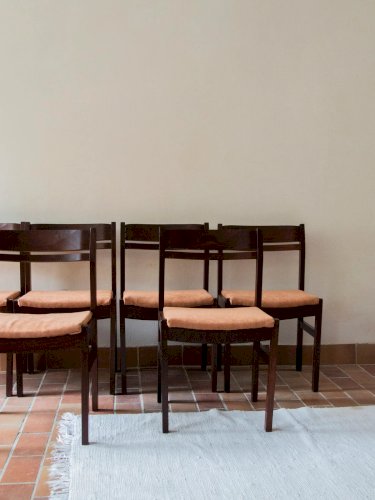 Alma, le lot de 6 chaises en bois et velours N°965