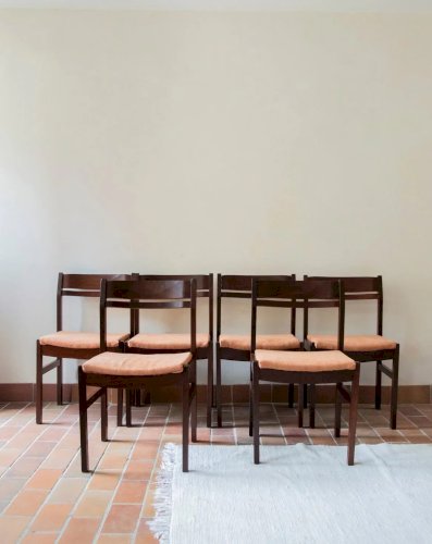 Alma, le lot de 6 chaises en bois et velours N°965