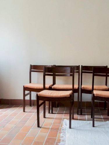 Alma, le lot de 6 chaises en bois et velours N°965