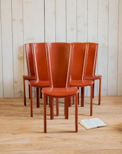 Alma, the set of 6 leather chairs N°1124
