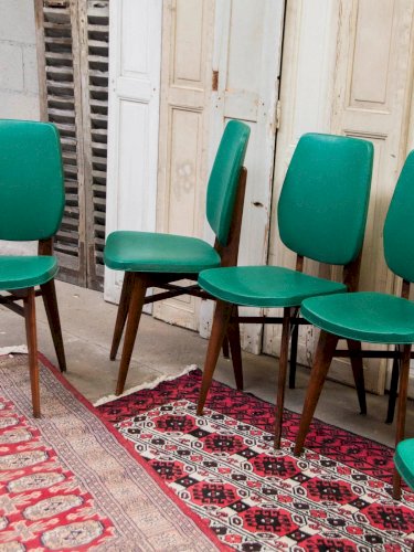 Alma, le lot de 6 chaises en vinyle et bois N°1098