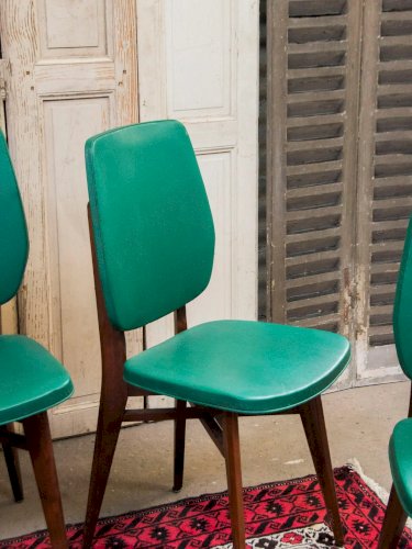 Alma, le lot de 6 chaises en vinyle et bois N°1098