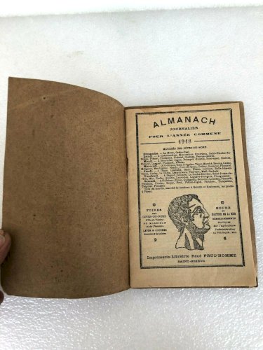 Almanach journalier des cotes du Nord 1918 marchés et marées impr R Prud'homme