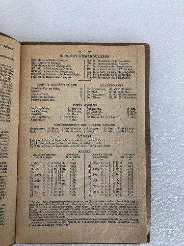 Almanach journalier des cotes du Nord 1918 marchés et marées impr R Prud'homme