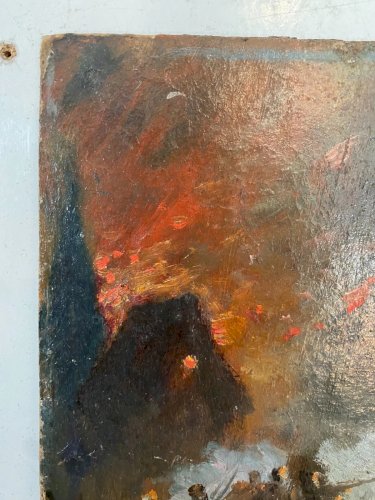 "Alphonse CHIGOT Le champ de bataille " Huile sur isorel XIX siècle