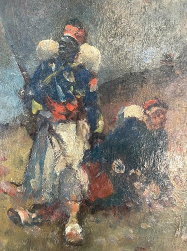 "Alphonse CHIGOT Le champ de bataille " Huile sur isorel XIX siècle