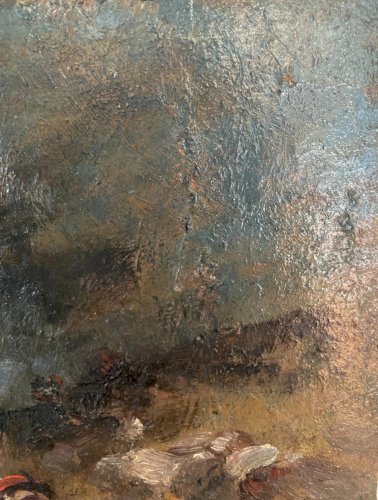 "Alphonse CHIGOT Le champ de bataille " Huile sur isorel XIX siècle