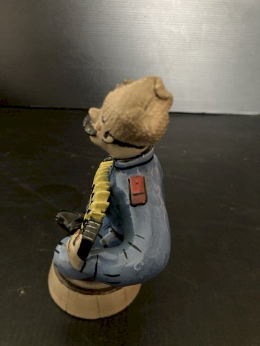 amusant cosaque avec accordeon  en poterie URSS souvenir figurine folklorique