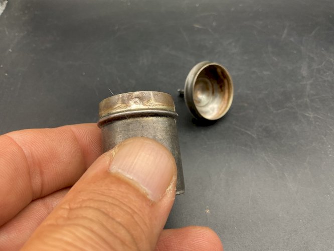 Ancien ampoules huiles sainte argent massif , Calice patène religion