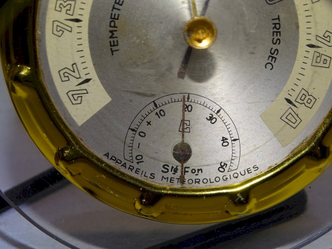 -ANCIEN APPAREIL METEOROLOGIQUE VINTAGE SFAM BAROMETRE THERMOMETRE XXe     D