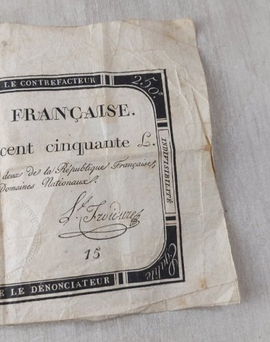 Ancien assignat, 250 Livres, 1793 / 7ème Vendémiaire lan deux