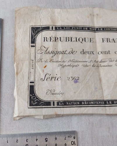 Ancien assignat, 250 Livres, 1793 / 7ème Vendémiaire lan deux